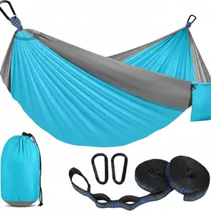 Portable Double Single Camping Hammock, single and double mosquito-proof hammock, parachute cloth material hammock, camping supplies, automatic quick-opening mosquito net hammock