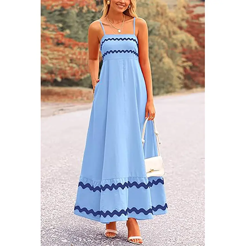 PRETTYGARDEN Women's Summer Flowy Maxi Dress Casual Sleeveless Spaghetti  Strap Ruffle Beach Long Dresses-Womenswear Minimalist Light Blue Basic  Machine Washable - TikTok Shop