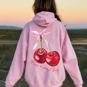 Hoodie — with the words “Beautiful Day Hoodie” printed on the back, a beautiful pink bow hoodie, and a fashionable ribbon hoodie for girls GARMENTARY