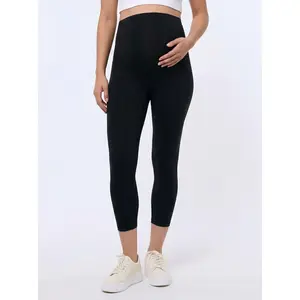 Women's Essential Stretch Secret Fit Over the Belly Maternity Crop Leggings - Motherhood Maternity