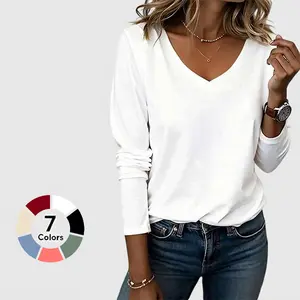 Flamingals Solid V Neck Long Sleeve T-Shirt- Classic Fit, Comfortable & Stylish for Casual Outings