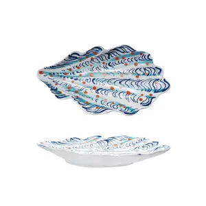 6"x11-1/2" Hand-Painted Ceramic Shell Plate
