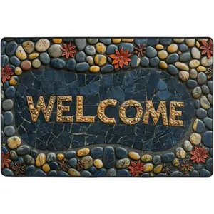 Welcome Stone Mat Decor Area Rug Washable Outdoor Rugs Anti-Slip Soft Extra Thick Carpet Entryway Indoor Door Mat for Living Room Bedroom Home 6'x 4'