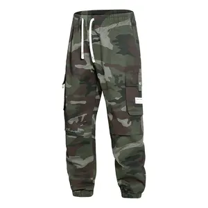 Men’s Cargo Workwear Joggers, Camouflage/Solid Color, Multi-Pocket, Zipper Closure, Elastic Waist, Retro Street Style, Versatile for All Seasons bottom clothing  men Casual Loose-Fit Drawstring Pants Baggy Wide Leg Sweatpants slacks
