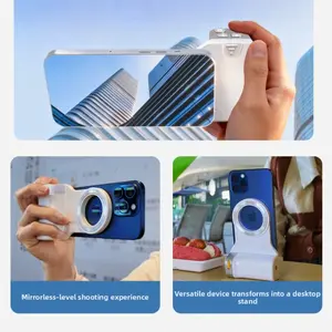Magnetic Phone Selfie Grip Stabilizer, Bluetooth Remote Shutter with Adjustable Zoom Control, Anti-Shake Handle with 1/4" Tripod Mount, No App Required for iPhone & Android, Vlog Live Stream TikTok