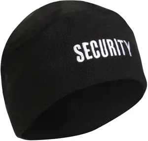 Black – Security Polar Fleece Watch Cap (Embroidered Winter Beanie)