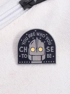 Sci-Fi Movie Cartoon Robot Enamel Pin Badge, Punk Inspirational Text You Are Who You Choose To Be Brooch for Bags & Clothing, Perfect Halloween Christmas Gift Fashion Accessory Men Accessories