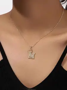 Letter M Pendant Necklace for Women, Fashion Jewelry for Party, Daily Clothing Decor, Trendy All-match & Exquisite Jewelry for Birthday Gift