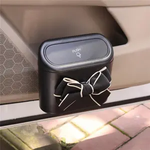 Car Trash Can with Bowknot Design, Creative Multifunctional Car Hanging Trash Can, Easy To Install and Clean, Perfect Travel Accessories, Car Organization Supplies