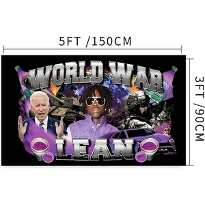 World War Lean Flag - Funny Poster 3x5Ft Banner Rapper Meme Tapestry for Outdoor College Dorm, Bedroom, Man Cave Wall Decor