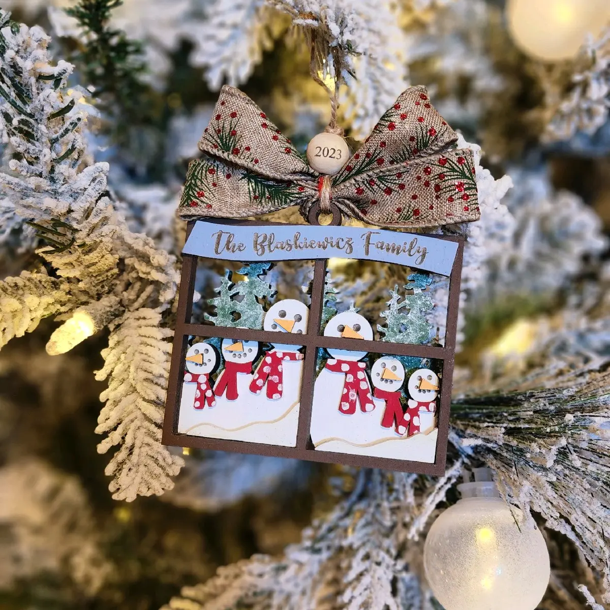 Family of snowmen ornament - Personalized Ornament - Christmas Tree Decor Handmade Decoration Window Gift