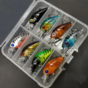 5/8pcs Artificial Fishing Lure Set, Floating Crank Bait Realistic Topwater Lures Kit, Outdoor Freshwater Saltwater Fishing Accessories