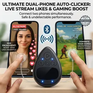 Wireless Auto Clicker for iPhone, Bluetooth Phone Screen Tapper with Battery for Hands Free, Silent & Adjustable Speed Finger Clicker for Tiktok Live Broadcasts Likes, Gaming, Reward Task