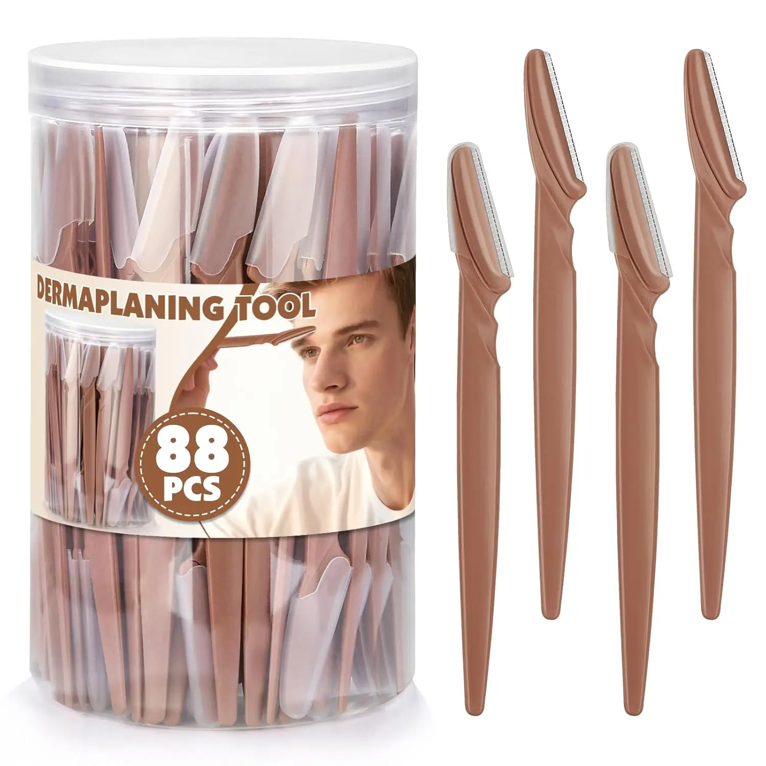 88 Pcs Terracotta Dermaplaning Tool & Face Razors for Women in Storage Jar – Aesthetic Eyebrow Razor for Women & Men, Precision Face Shaver with Safety Covers, Skincare Gift for Women