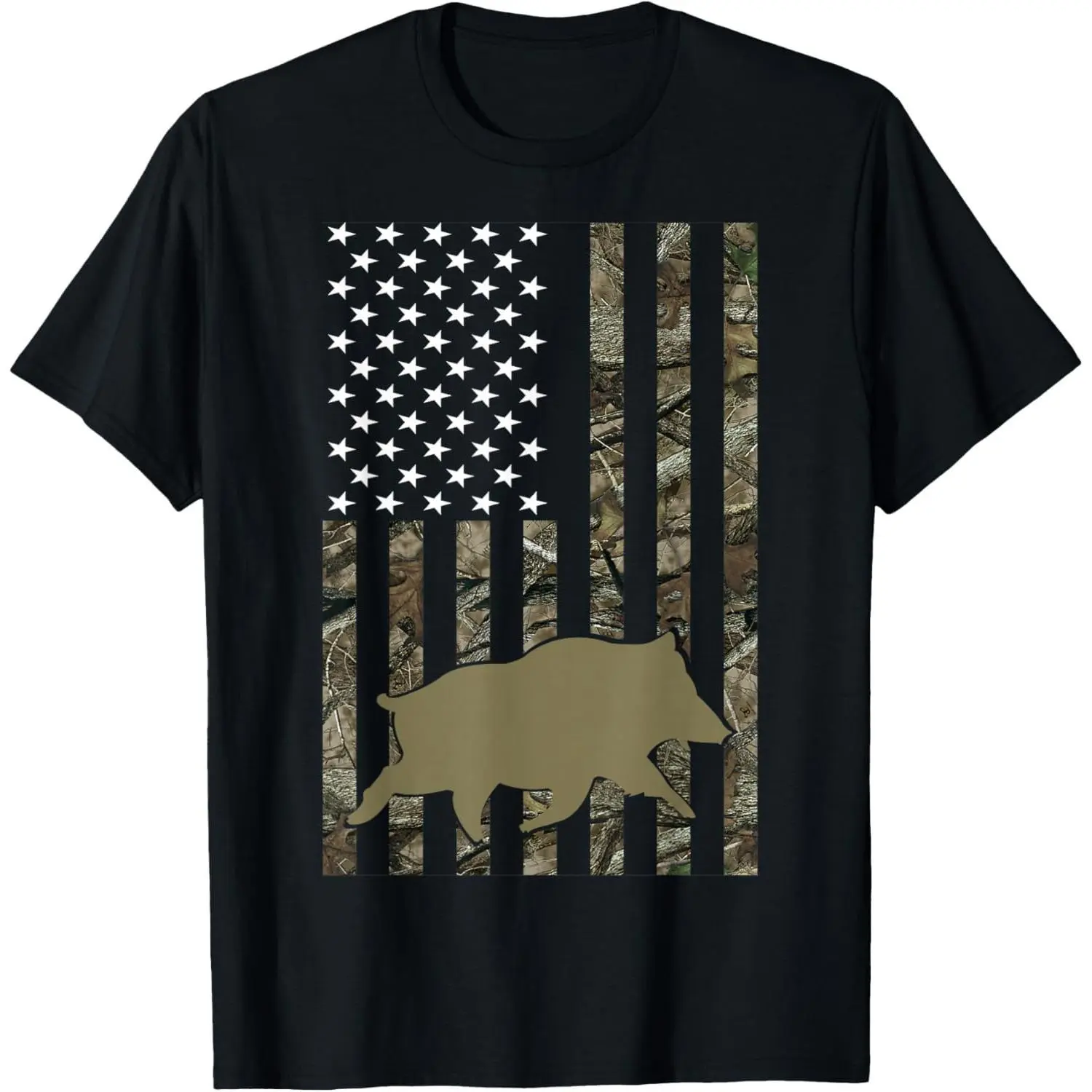 Men's Natural Cotton Soft Fashion Menswear Short-Sleeve T-Shirt - Regular Fit Wild Boar Print Hog Hunting Graphic Top, Casual Breathable Fabric Hunter Shirt, Round Neck, Machine Washable, Sports, Streetwear, Moisture Absorb, No Irritation, Wild Boar Pig H