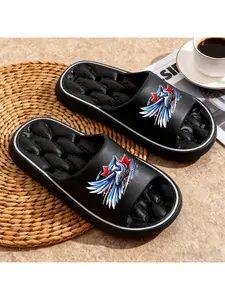 1pc Bluebird & Red Maple Leaf Men'S Hollow Out Slides - Trendy, Soft & Comfortable, Perfect for Casual Wear at Home Or Outdoors. Suitable for Both Men And Women., Women Shoes
