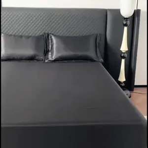 High-Quality Ice Silk Bed Sheet, 18 Inch Deep Pockets, Anti-Wrinkle Design, Elastic Band, Soft Comfortable Bedding Set for Home & Hotel（ Pillowcase not included）