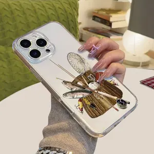 A phone case inspired by vintage fishing gear patterns, TPU shockproof full protection case, suitable for iPhone 17/16/15/14/13/12/11 PRO MAX PLUS AIR E XS and PROMAX XR, an ideal gift for friends and family, ZB518
