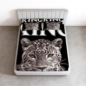 3-Piece Wild Animal Print Fitted Sheet Set, Luxury Gothic Black Bed Sheet Set, Full Wrap Deep Pocket Design, Soft, Breathable & Fade Resistant, Perfect for Bedroom and Guest Room Home Decoration(No Insert)
