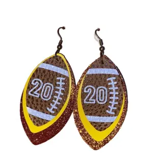 Faux Leather Dangle Earrings - Football Design, Available in Various Colors, Lightweight and Durable Material earring earring