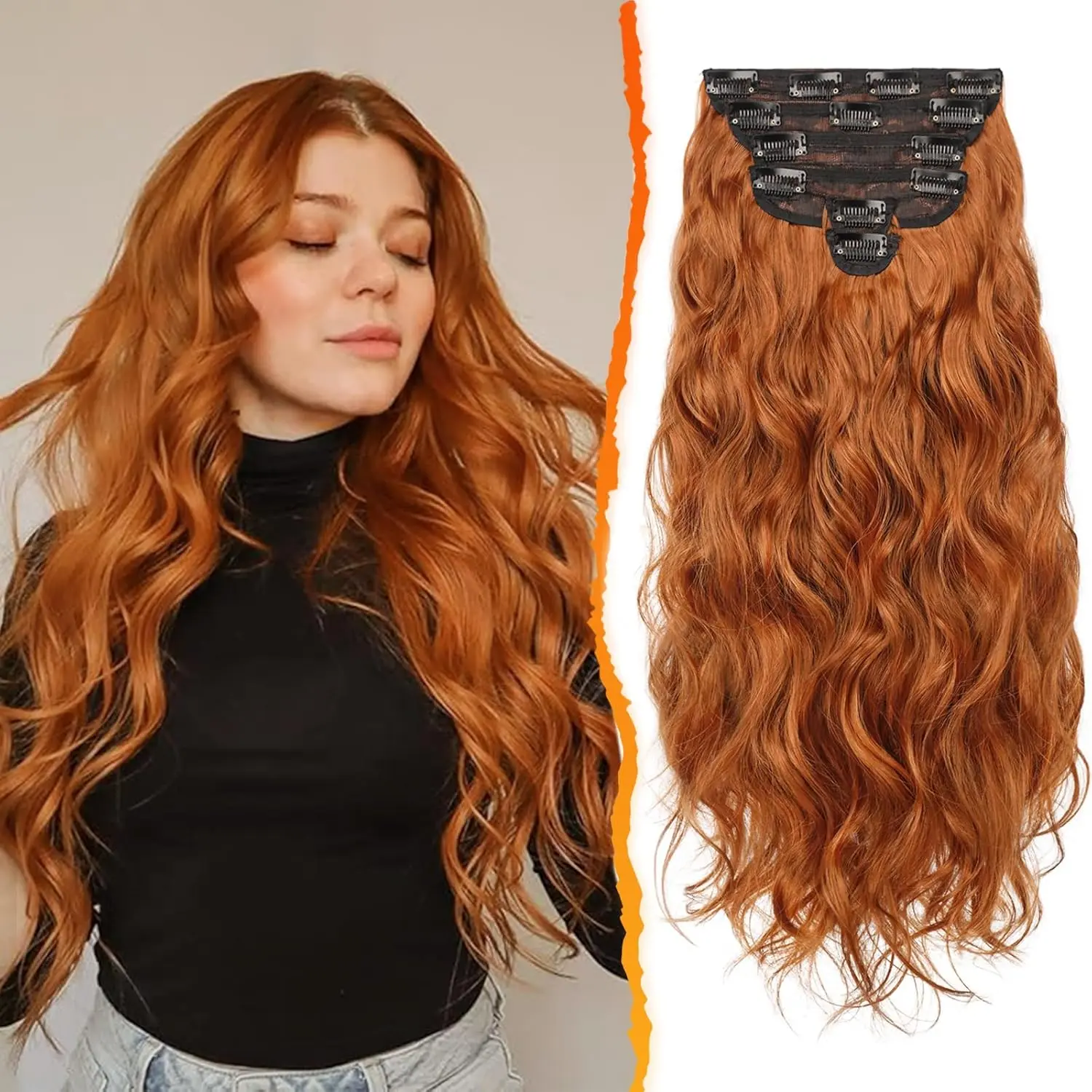 BARSDAR Clip-in Hair Extensions - 20in 6PCs 150g Automatic Synthetic Hairpieces, Voluminous Thick Soft DIY for Women, Casual Ponytail Hairstyles Boho Braids Loose Wave Full Head Extensions, Clip Hair Extensions