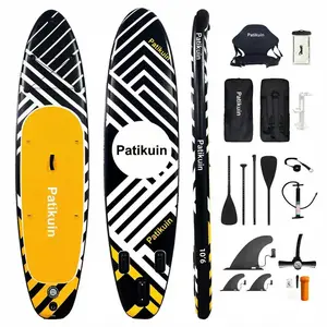 Black and White Stripes Inflatable Paddle Board for Adults,10’6" x 31.5" x 6" Extra Large Stand Up Paddleboard, Supports 400 Lbs with Kayak Seat Camera Base Double Blade Paddle,for Beginners, Yoga, or Group Fun on the Water