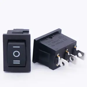 Black 3-Pin Rocker Switch ON-OFF-ON SPDT 21X15mm (0.8" x 0.6") KCD1 6A/250VAC 10A/125VAC