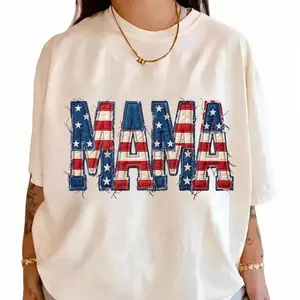 Comfort Colors® Mama Patriotic T-Shirt, Fourth of July Mom Tee, American Flag Graphic Shirt