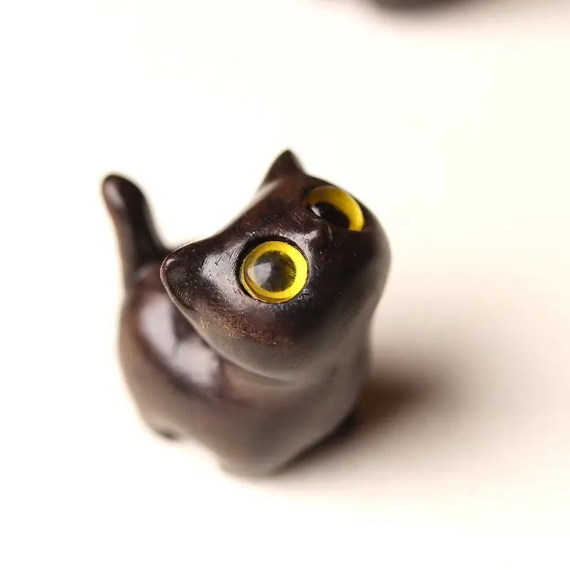 Cute Lazy Cat Design Wooden Ornament, 1 Count Hand Carved Desktop Decoration, Desktop Statue, Creative Home Decor for Living Room Bedroom Office, Cute Collectible Decorative Figurines, Decoration Items
