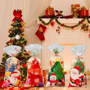 New Christmas Cookie Snack Sealed Bag DIY Printed Packaging Opp Flat Candy Bags, Holiday Treats Storage, Festive Design, Perfect Gift Idea
