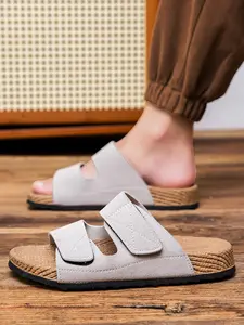 1 Pair Men Fashion Crisscross Slides Breathable Lightweight Anti Slip Thick Sole Soft Bouncy Height Boost Daily Outdoor All Match