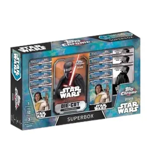 Topps Chrome Star Wars 2025 Superbox Exclusive Trading Cards Set - 12 Packs, 3 Card Packs, Die-Cut Cards No cancellation or refunds after any of the boxes have been opened
