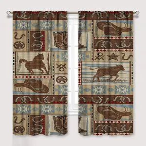 Retro Rustic Curtains, Wild Horse Cabin Blackout Window Treatments for Bedroom,Western Cowboy Lodge Farmhouse Drapes 2 Panel Sets,42x63 Inch
