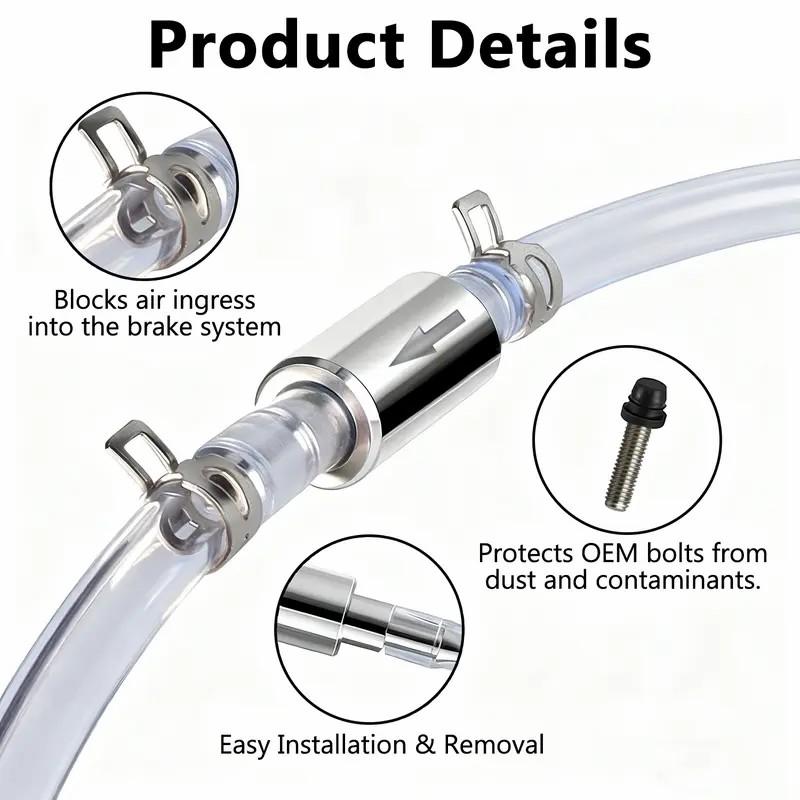 Brake bleed hose, one-way check valve tube bleed tool kit, suitable for car and motorcycle clutch, upgraded version universal hydraulic brake system brake fluid bleed tool kit with metal clamp hose