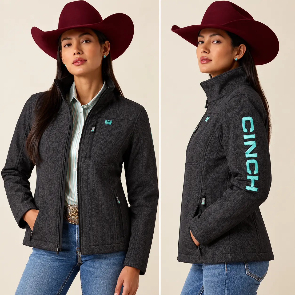 CINCH – Women’s Concealed Carry Bonded Jacket – (Gray /Mint )