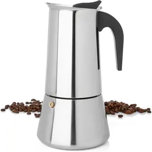 12 Cup Greca Stovetop Espresso Pot 600ml/20oz, Moka Pot with Coffee Percolator Design, Stainless Steel Stove Top Coffee Maker for Camping or  Use,Italian Stovetop Espresso Maker