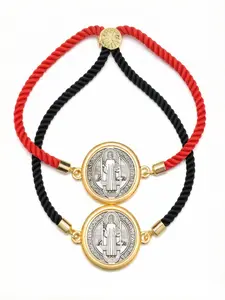 Vintage Adjustable Braided Lucky Symbol Bracelet, Unisex Fashion Accessory for Men & Women, Perfect Gift for All Occasions