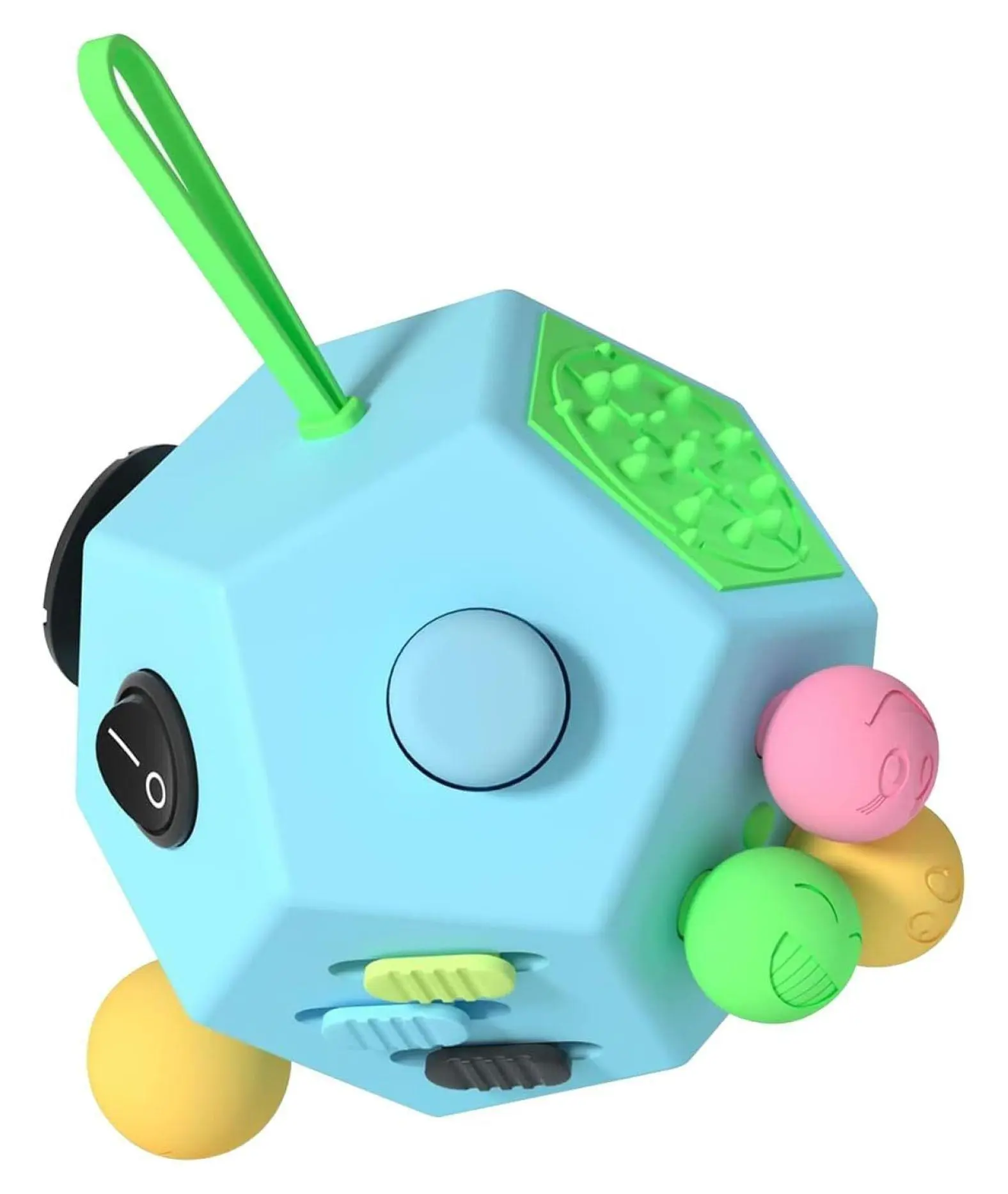 Fidget Dodecagon Cube - 12 Sided Sensory Toy for Anxiety Relief, ADHD, Easter Basket Stuffers for Teens & Adults - Portable Stress Cube for Focus & Calm B3 Blue Sky