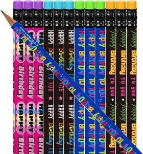Happy Birthday Pencils, Set of 24, Cool Writing Pencils with Colorful Birthday Salutations, Birthday Party Favors, Party Goody Bag Fillers, Teacher Supplies for Classroom