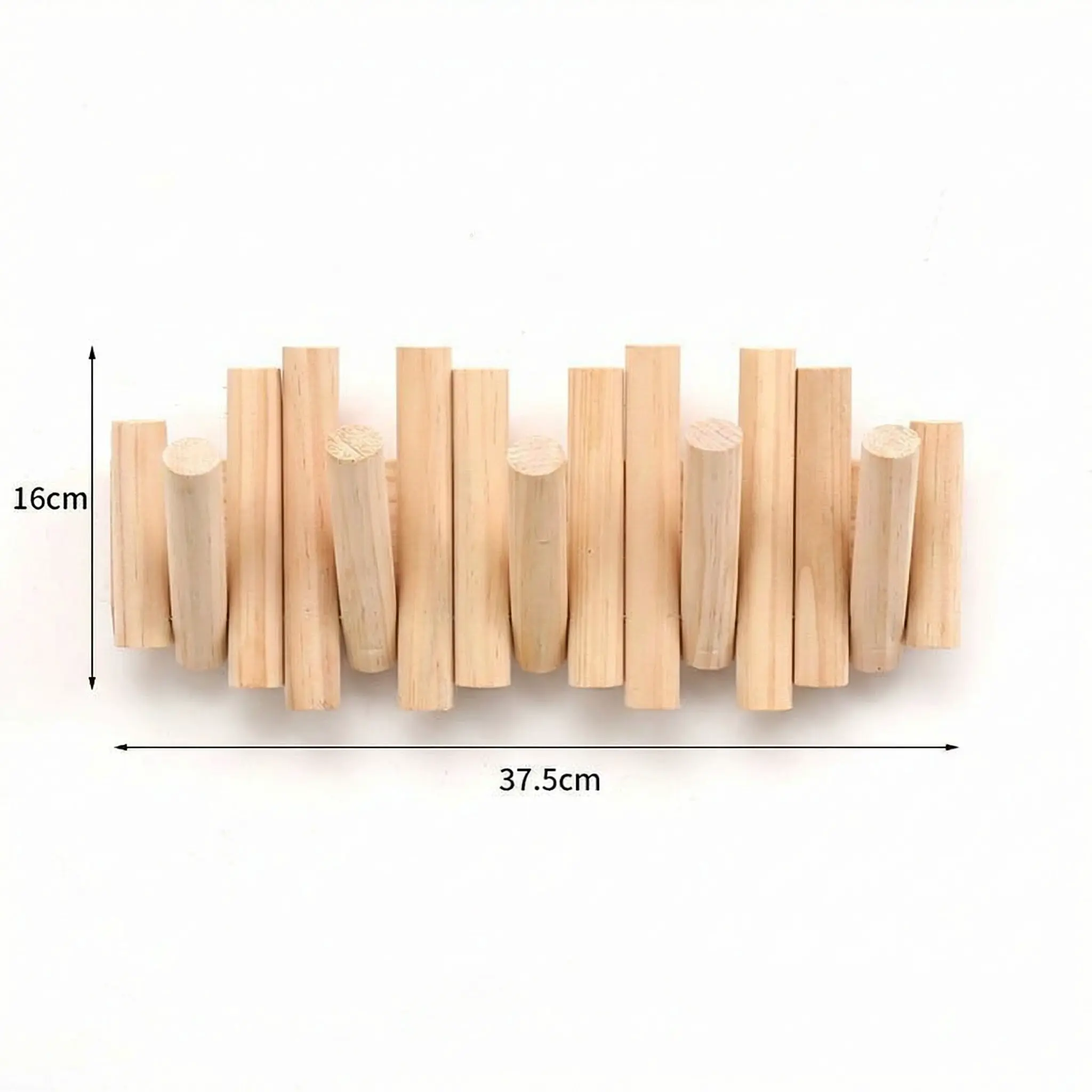Nordic Solid Wood Wall Hook Rack - 5-Hook Natural Wood Hat Holder & Clothes Organizer, No-Drill Wall-Mounted Home Supply, Clothes Hooks