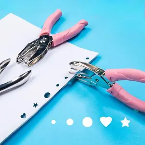 Manual Circular Heart & Star Shaped Punch, Student Manual Stationery Loose Leaf Punch, Office Binding Supplies for Home School Dormitory, Smooth Hole Puncher