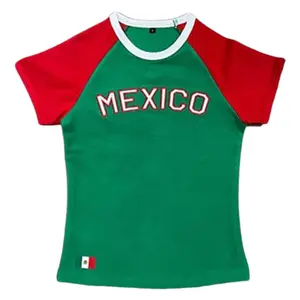 Vintage Graphic Baby Tees for Women Brazil Shirt Y2k Tops Mexico Crop Top Jersey Summer Going Out Tops