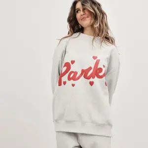 Parke Heart Sweatshirt – Cute Valentine-Inspired Crewneck for Women & Girls, Red Love Letter Pullover, Soft Cotton Casual Top for Everyday Wear Long Sleeve Fit