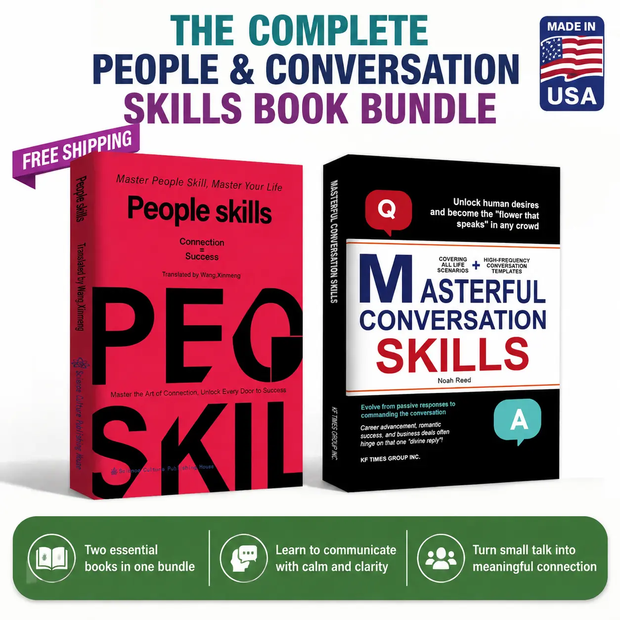 Set of 2 books mastering conversation skills and networking abilities, self-improvement communication books that enhance social intelligence and build confidence, teach efficient communication, and provide a guide to interpersonal relationship psychology.