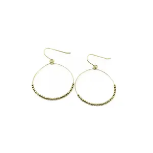 Gold filled Simple Beaded Hoop Danglers - Waterproof