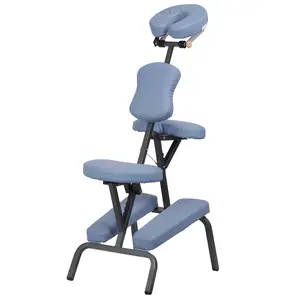 ZENY Portable Adjustable Massage Chair Folding Tattoo Spa Chair PU Leather Blue