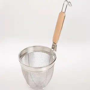 Stainless Steel Mesh Strainer – 6 Inch Fine Mesh Spider Skimmer, Heat Resistant Deep Fryer Strainer for Frying, Pasta, Vegetables, Hot Oil Drain – Dishwasher Safe