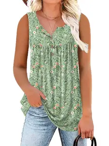 【Plus Size】Floral Print Tank Top, Casual Sleeveless Top for Summer, Women's Plus Clothing for Daily Wear