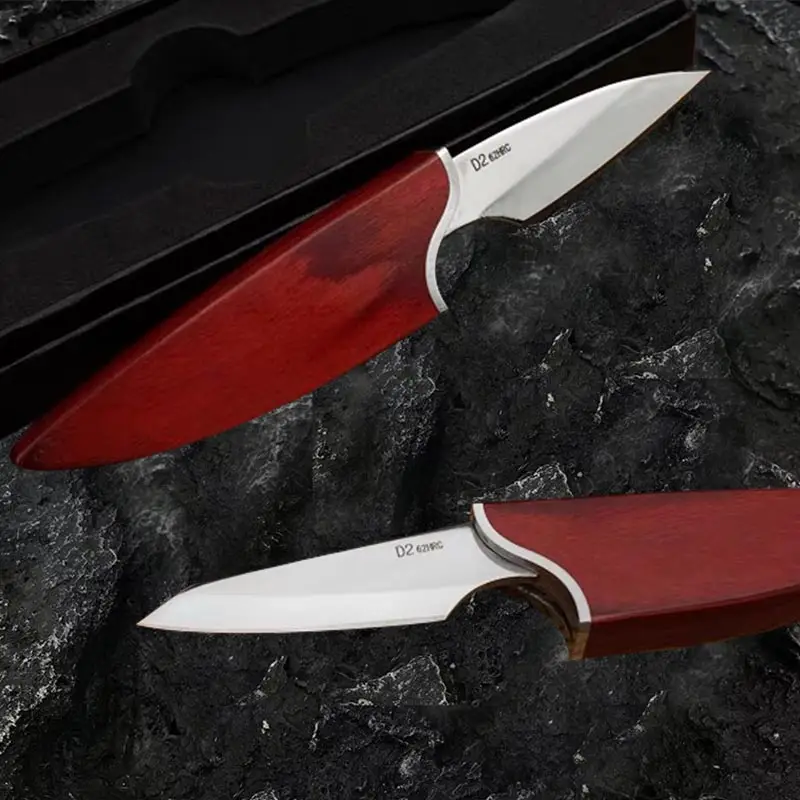 Wooden Handle 2-in-1 Fruit Knife - Compact Design for Peeling & Cutting - Perfect for Picnics, Travel & Home Use Kitchen Stainless Steel Modern
