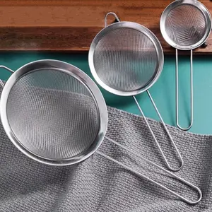 3pcs/Set Stainless Steel Colander Ladle Strainer for Filtering Flour/Oil - Kitchen Utensils